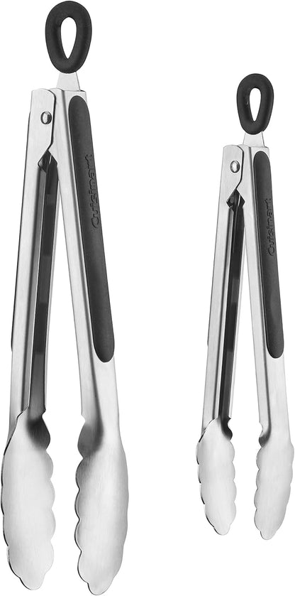 Cuisinart 2pc Tong Set - 7" & 9" Stainless Steel Kitchen Tongs with Locking Mechanism & Grip Handle, Dishwasher-Safe by Cuisinart