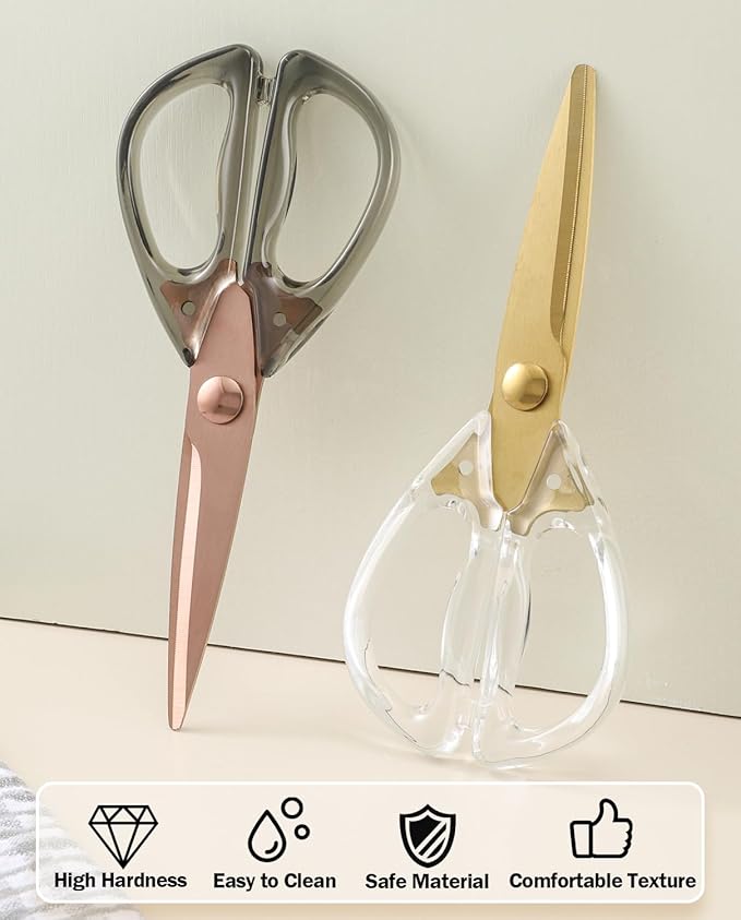 Kitchen Scissors All Purpose, ARCHIKING Kitchen Shears Cooking Scissor, Meat&Poultry Shears,Acrylic Handle Stainless Steel Utility Scissors with Comfort Grip Everyday Use (Brown) - Image 7