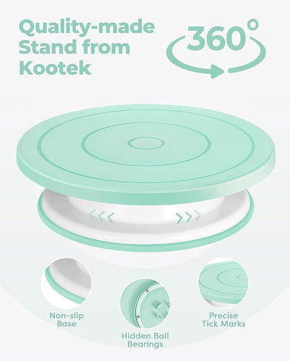Kootek 158PCs Cake Decorating Kit, Baking Supplies Tools - Includes Cake Stand Turntable, 64 Icing Piping Tips Set, 2 Frosting Spatulas, 3 Scrapers, 50+2 Pastry Bags, Coupler, Video Tutorial, Booklet - Image 2