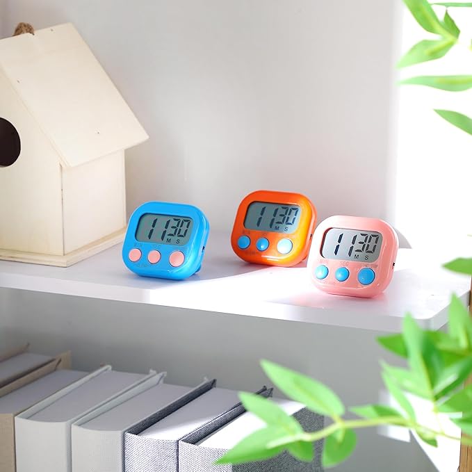 Weewooday 30 Pcs Large Classroom Timers Stopwatch Magnetic Kitchen Digital Timer Electronic Countdown Multi Function Loud Alarm Stopwatch for Cooking Sports Study Work Exercise Oven (10 Colors)