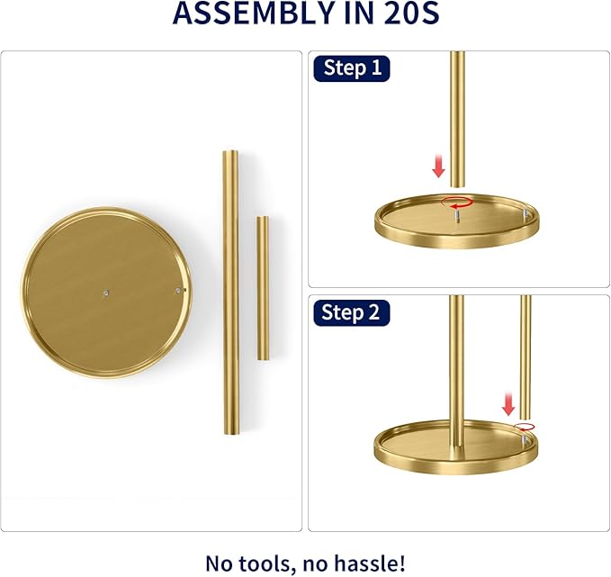Jesginboo Paper Towel Holder Countertop, Gold Kitchen Paper Towels Holder, Paper Roll Holder with Weighted Base - Image 5