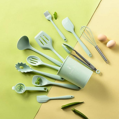 Kitchen Utensils Set-12 Pieces Silicone Cooking Utensils Set (Dishwasher Safe) 392°F Heat Resistant Spatula Set,Kitchen Utensil Set for Nonstick Cookware,Best Kitchen Tools with Holder - Image 8