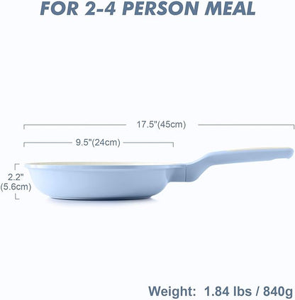 SENSARTE Nonstick Ceramic Frying Pan 9.5-Inch, Healthy Non Toxic Skillet, Induction Compatible Omelet Pan with Heat Resistant Handle, PFAS-Free, Blue - Image 2