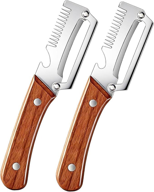 2Pcs Multi Functional Vegetable Peeler for Kitchen, with Bottle Opener and Wooden Handle, 3-in-1 Stainless Steel Kitchen Tool for Fruit Potato Pumpkin(3 in 1) by Unknown