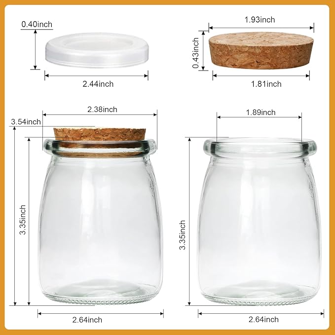 Brajttt Mini Yogurt Jars 6 Pack, 7 oz Glass Favor Jars with Cork Lids, Pudding Containers with Lids, Mason Jar Wedding Favors Honey Pot with Label Tags and String - Image 2