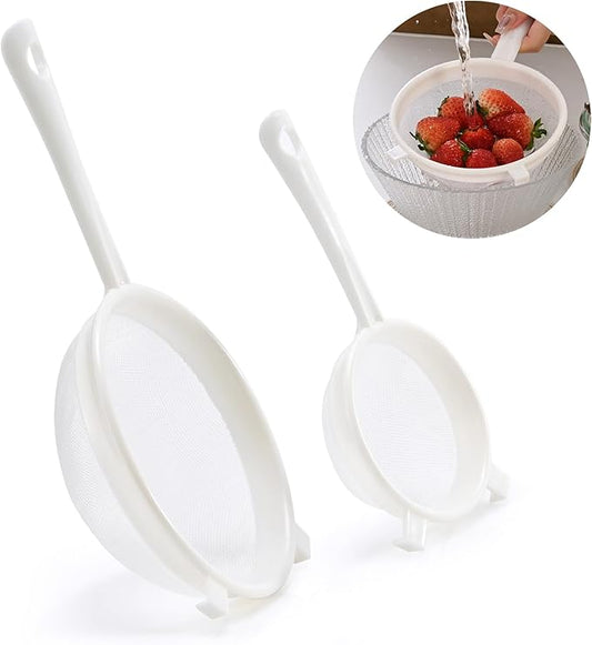 Luckyiren Kefir Strainer Set, 2-Size Plastic Non-Metal Sieve with Fine Mesh for Kefir Grains, Milk Kefir, Water Kefir & Kombucha - Durable, Food Grade & Easy Clean by Luckyiren