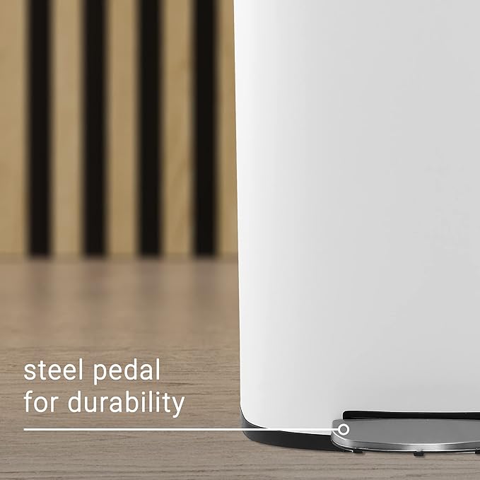 happimess HPM1006C Connor Rectangular 13-Gallon Trash Can with Soft-Close Lid and Free Mini Trash Can, Fingerprint Resistant, Modern, Minimalistic for Home, Kitchen, Office, Bathroom, White - Image 7