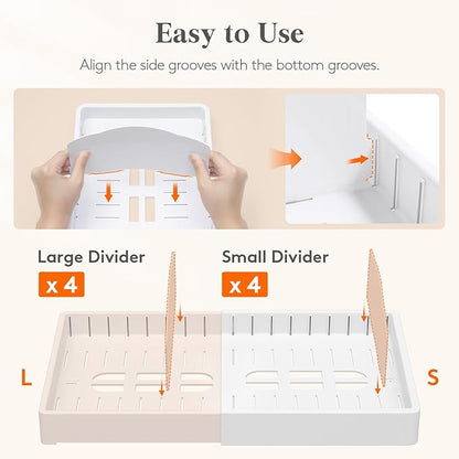 Lifewit Kitchen Cabinet Organizer for Food Contanier Lid, Expandable Lids Holder with 8 Adjustable Dividers & 9 Sections for Pantry Organizers and Storage, Home Drawer Organization, Large, 9.8"-17" - Image 8