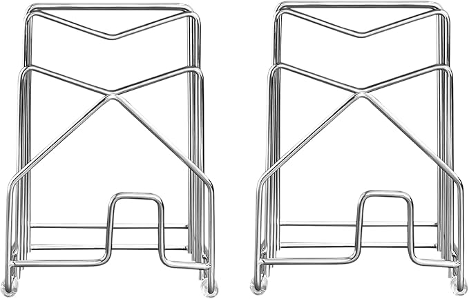 2 Pack Pot Lid Organizer Cutting Board Holder Inside Cabinet 304 Stainless Steel Pots and Pan Organizer Under Cabinet Pot Cover Cookie Sheet Bakeware Serving Tray Cooling Rack Stand Kitchen Countertop - Image 9
