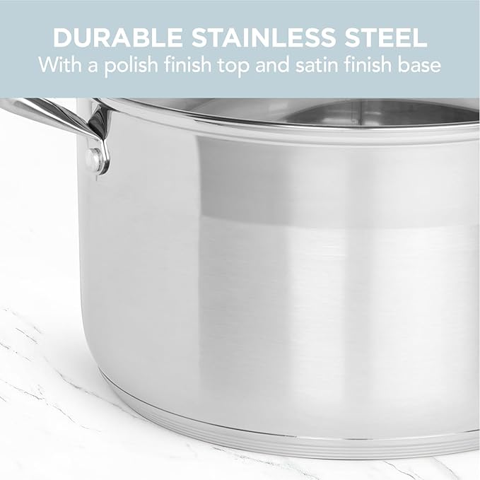 Alpha Living SP-08G Stainless Steel Pot with Capsule Bottom – Induction Compatible 8Qt Pot with Lid – Tri-Ply Ultra-Thick Bottom – Ideal for Spaghetti, Cooking, Canning, Boiling - Image 6