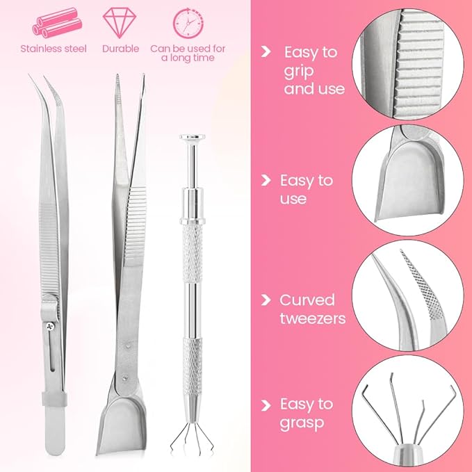 4 PCS Sprinkles Tools for Cake Decorating,Sprinkle Pen Pearl Grabber with 4 Claws,Cake Tweezers Pearl Sprinkle Spoon with Shovel Head,for Cookie Cupcake Decorating Supplies - Image 3