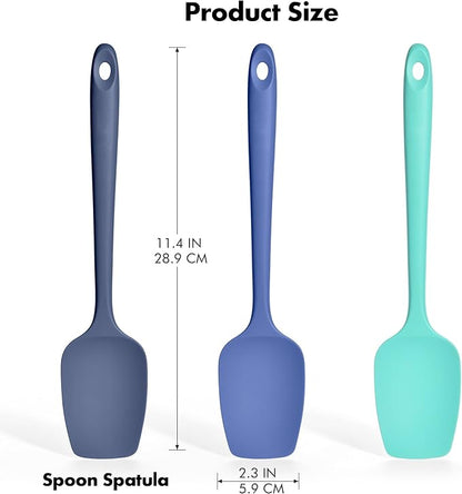 Silicone Spoonula Set: 600ºF Heat Resistant Food Grade Cooking Baking Utensils, Kitchen Flexible Nonstick Rubber Pan Spoon Spatula for Mixing, Scrambling, Scooping (3 Pieces, Multicolor 4)