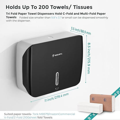 Paper Towel Dispenser Wall Mount - No-Drill Adhesive Multifold Paper Towel Dispenser for RV Bathrooms, Guest Suites & Compact Kitchens, Locking Commercial Design - Image 3