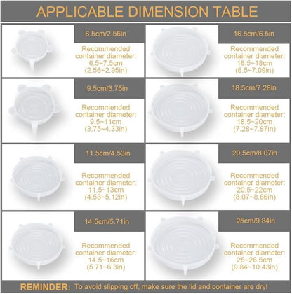 LELE LIFE 4 Pack Same Size Silicone Stretch Lids, Thicker Reusable Sturdy Silicone Container Cover, Expandable Food Storage Covers, Dishwasher and Freezer Safe, 5.71in(14.5cm)