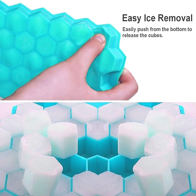 Azyh Ice Cube Trays with Lid, 2 Pack Silicone Ice Cube Trays with Lid-37 Grid, Easy-Release 74 PCS Small Ice Cubes for Iced Coffee Cocktail Whisky Chocolate Soup Food,BPA Free,Durable,Dishwasher Safe - Image 3