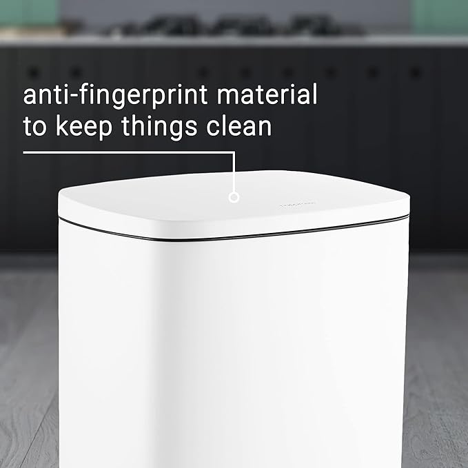 happimess HPM1006C Connor Rectangular 13-Gallon Trash Can with Soft-Close Lid and Free Mini Trash Can, Fingerprint Resistant, Modern, Minimalistic for Home, Kitchen, Office, Bathroom, White - Image 9