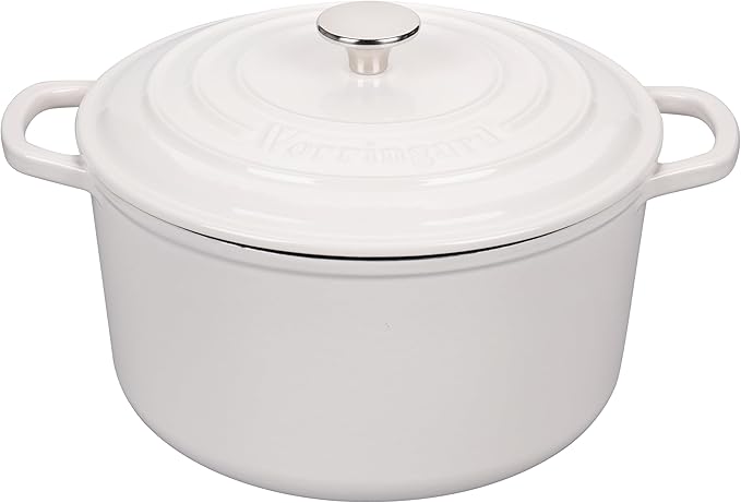 VORRINGARD Enameled Cast Iron Dutch Oven Pot with Lid, for Sourdough Bread Baking, Round Dutch Ovens, 4.5 Quart, White by Unknown