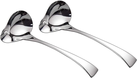 IMEEA 7-Inch Small Sauce Ladle with Pour Spout, 18/10 Stainless Steel Drizzle Spoon for Gravy, Dressing, Sauce, 2-Piece