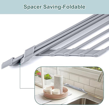 MERRYBOX Triangle Roll Up Dish Drying Rack Over The Sink, 2025 Anti-Rust Sink Drying Rack with Full Silicone Wrapped for Top of Corner, Anti-Slip Organizer for Kitchen - Image 8