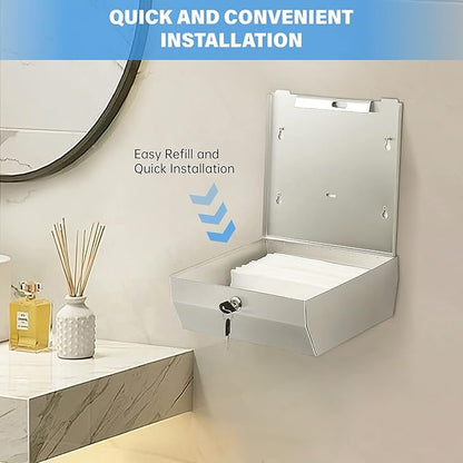Paper Towel Dispenser Wall Mount Commercial, C Fold Multifold Hand Paper Towel Dispenser, Stainless Steel Tissue Holder - Image 3