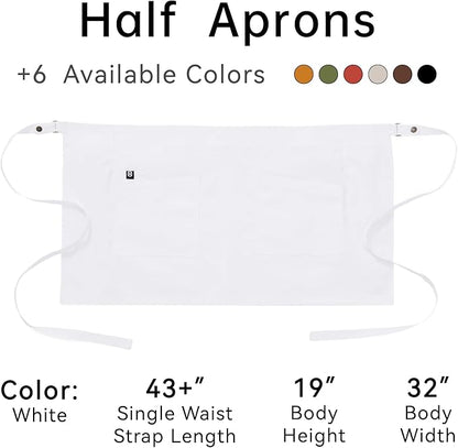Unisex Waist Apron Half Bistro Apron Server Aprons with Pockets Waterproof 4251BY