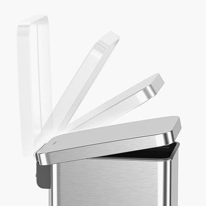 QUALIAZERO 50L / 13 Gallon Stainless Steel Step-On Kitchen Trash Can Soft-Close Lid, Fingerprint-Resistant, Removable Liner, Slim Shape Modern Design for Home, Office, Commercial Space - Image 4