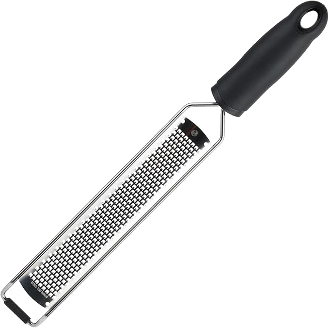 MasterChef Zester Grater with Handle, Kitchen Tool for Zesting Citrus Fruits & Finely Grating Parmesan Cheese, Garlic, Ginger, Coconut, Nutmeg, Wasabi, Chocolate etc, Stainless Steel by MasterChef