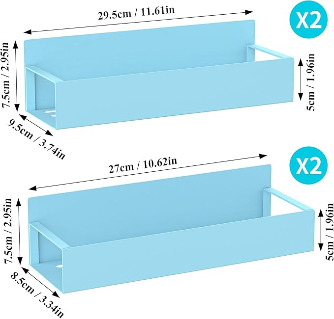 HuggieGems 4 Pack Magnetic Spice Storage Rack Organizer for Refrigerator and Oven, Blue Fridge Organizers and Storage - Image 7