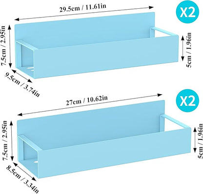 HuggieGems 4 Pack Magnetic Spice Storage Rack Organizer for Refrigerator and Oven, Blue Fridge Organizers and Storage - Image 7
