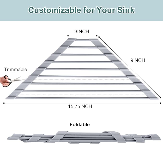 MERRYBOX Triangle Roll Up Dish Drying Rack Over The Sink, 2025 Anti-Rust Sink Drying Rack with Full Silicone Wrapped for Top of Corner, Anti-Slip Organizer for Kitchen - Image 2