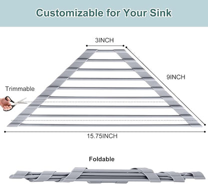MERRYBOX Triangle Roll Up Dish Drying Rack Over The Sink, 2025 Anti-Rust Sink Drying Rack with Full Silicone Wrapped for Top of Corner, Anti-Slip Organizer for Kitchen - Image 2