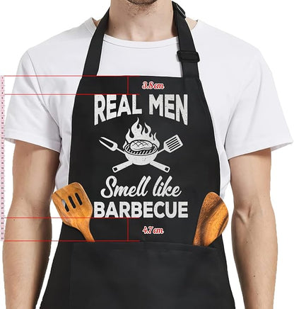 SANDJEST Funny Mens Aprons with Pockets for BBQ Grilling Cooking Grandpa Husband Apron for Birthday Christmas Father's Day