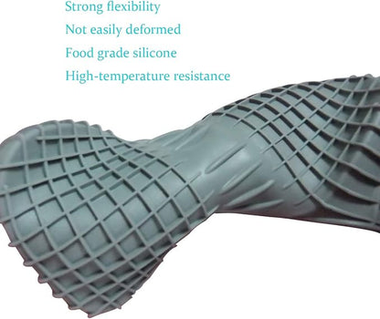 Mini Silicone Oven Mitts Set, Oven Mitts Heat Insulation, Oven Gloves for Kitchen Cooking and Baking, Protecting Fingers Mini Oven Hand Clips are Sold in Pairs(Square-Gray)