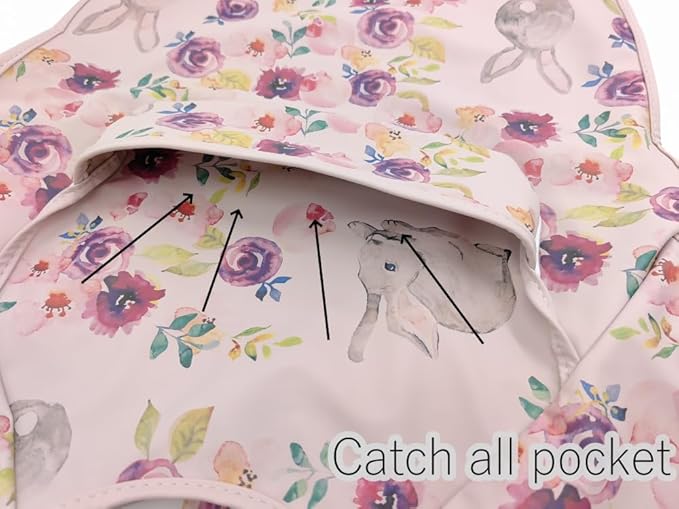 Waterproof Baby Bibs,Infant Toddler Extra Cover Feeding Bib With Food Catcher,Easy Clean & Washable