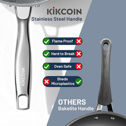 Kikcoin Non Stick Frying Pans, 3 Pack Ceramic Frying Pan for Cooking, 8+9.5+11 Inch Omelette Pans Set with Stay Cool Handle, Induction Ready, Free of PFAS PFOA PTFE, Oven/Dishwasher Safe - Image 6
