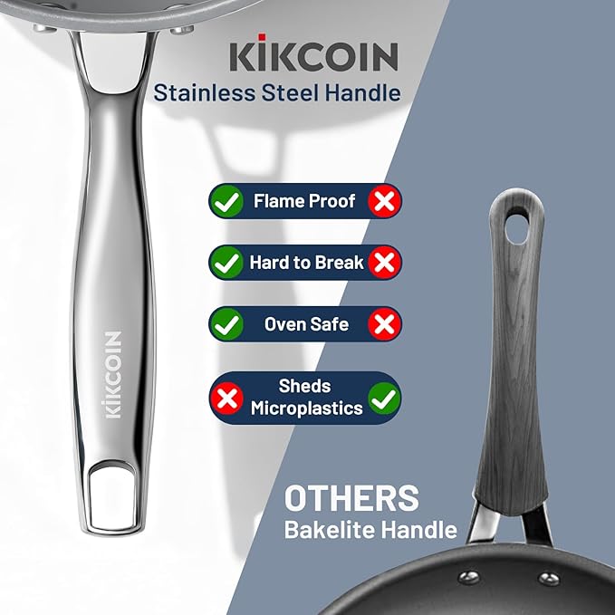 Kikcoin Non Stick Frying Pans with Lid, 3 Pack Ceramic Frying Pan for Cooking, 8+9.5+11 Inch Omelette Pans Set with Stay Cool Handle, Induction Ready, Free of PFAS PFOA PTFE, Oven/Dishwasher Safe - Image 7