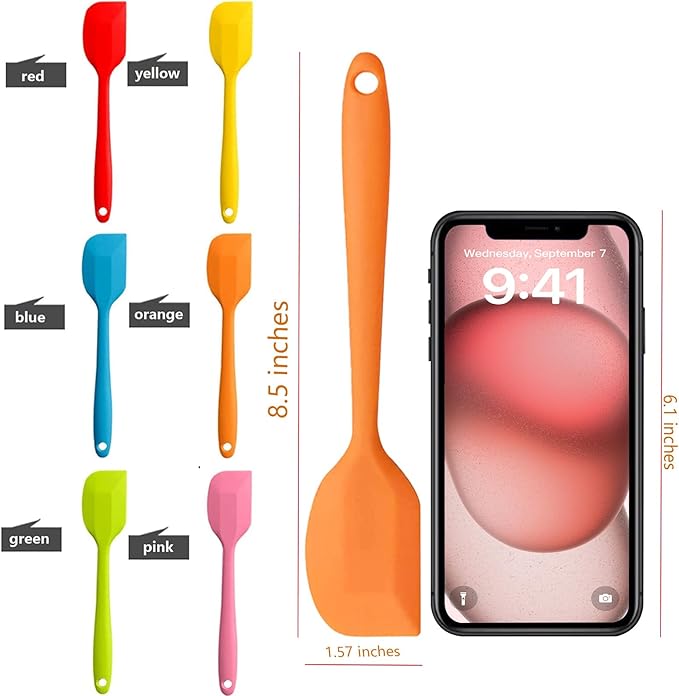 8 Pieces Silicone Spatulas,8.5 inch Non-stick Spatulas with Stainless Steel Core,Heat Resistant-500℉, One Piece Design,Food Grade Silicone, Dishwasher Safe, for Mixing,Cooking,Baking (8.5 inch) - Image 6