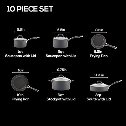 Circulon 83903 Radiance Hard Anodized Nonstick Cookware Pots and Pans Set, 10 Piece, Gray - Image 3
