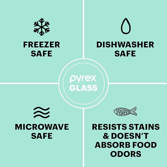 Pyrex Simply Store Glass Food Storage Container, Snug Fit Non-Toxic Plastic BPA-Free Lids, Freezer Dishwasher Microwave Safe, 11 Cup - Image 7