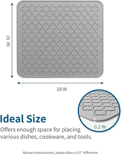 AMOAMI-Dish Drying Mats for Kitchen Counter-Silicone Dish Drying Mat-Kitchen Dish Drying Pad Heat Resistant Mat-Kitchen Gadgets Kitchen Accessories Kitchen Small Appliances(16" x 18", GREY) - Image 6
