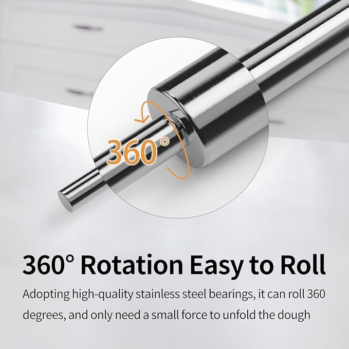 Rolling Pin (17 Inches) –304 Stainless Steel Roll Pins for Baking Pizza Dough Pie Cookie-Dough Roller& Smooth Construction - Essential Kitchen Utensil - Image 4