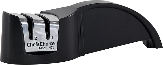 Chef'sChoice Manual Knife Sharpeners Diamond Hone for 20-Degree Straight-Edge Kitchen Santoku Sports and Pocket Knives with Diamond Abrasives Precise Angle Control & Compact Footprint, 2-Stage, Black