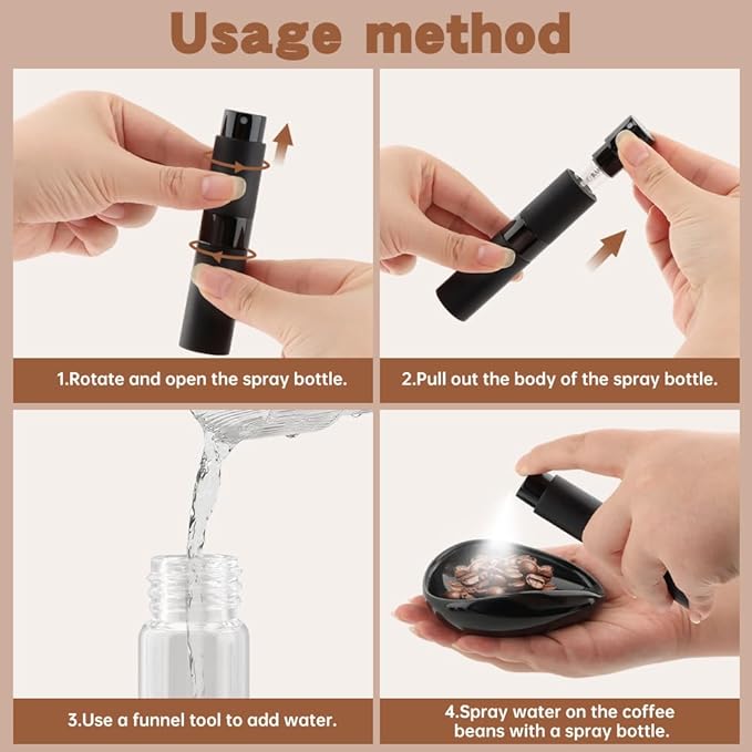 Coffee Bean Dosing Cup,Wood/Ceramic Coffee Dosing Tray Coffees Bean Weighing Tray Weigh Coffees Beans Container,with Spray Bottle Measuring Spoon For Coffe e Or Tea - Image 6