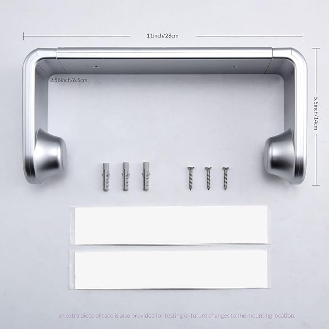 simpletome Paper Towel Holder ONE Hand Tear Adaptive Tension Arm Adjustable Length 9.4-11inch/24-28cm (Silvery) - Image 6