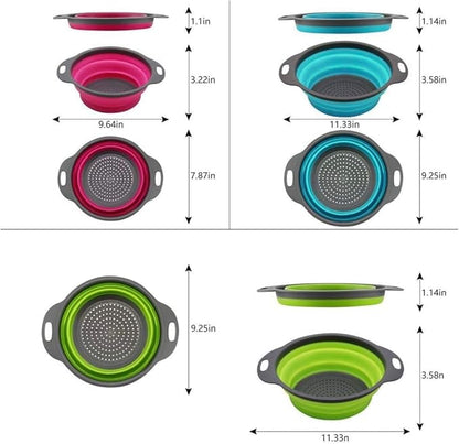 New and improved- Set of 3 Niklye Ultimate Kitchen Strainers—1×10” & 2×12” Collapsible Silicone Colanders. Now more durable and robust for everyday use with pasta, veggies, fruit & more. - Image 2
