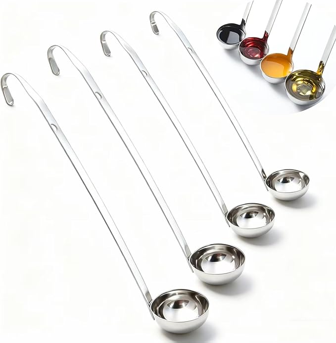 Markeny 4 Pieces Stainless Steel Soup Ladle Metal Handle Ladle with Pouring Rim,1oz/2oz/3oz/5oz Set Ladles for Cooking Soup Sauce by Markeny