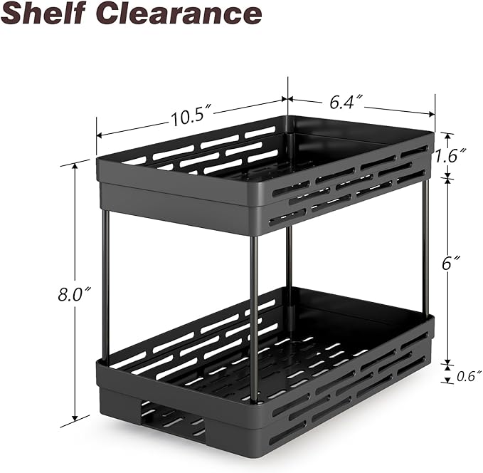 Pull Out Spice Rack Organizer for Cabinet, 2 Pack Widen Slide Out Spice Racks Organizer, Spice Cabinet Organizers, Cabinet Size Need:12'' Highx11'' Deepx6.75'' Wide,Hold 15 Spice Jar Each Tier-2Tier - Image 4