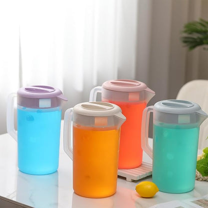 Uiifan 4 Pcs Plastic Water Pitcher with Lid,Spout and Handle Plastic Juice Pitcher Tea Beverages for Fridge Water Carafe Jug for Lemonade Milk Cold Drink Home Daily Party(Multicolor,1 Gallon) - Image 7