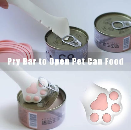 Meow&Woof Cute Cat Pet Can Food Cover with Spoon - One Lid and One Spoon Pack (Gray)