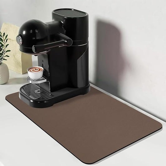 Bloss Coffee Mat, Bar Mat, Hide Stain Absorbent Drying Mat with Waterproof Rubber Back, Fit Under Coffee Maker Machine Pot Espresso Machine(12.2"x19.7", Brown) by Bloss
